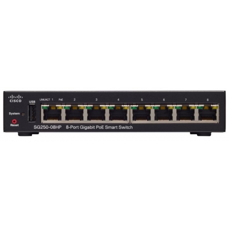 Коммутатор PoE Cisco SB SG250-08HP-K9-EU